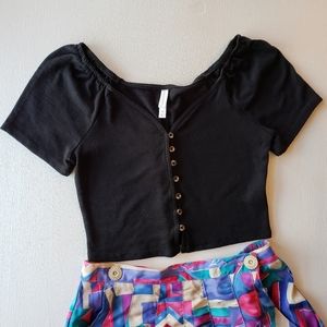 Button-down off the shoulder crop top